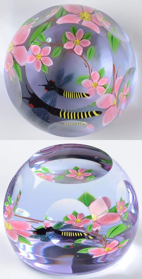 Whitefriars Paperweights Waterlillies & Dragonfly - No Box by Caithness-1
