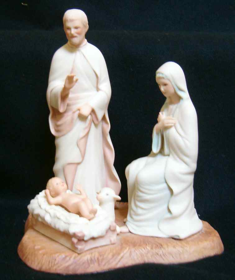The First Christmas Nativity Holy Family-Set Of 5 With Base - With Box by Cybis-1
