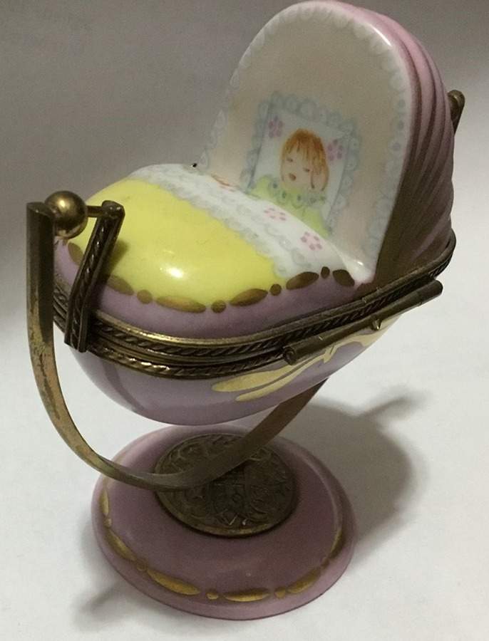 Chamart Exclusives Limoges Box Pink Baby Bassinet - No Box by Chamart Exclusives-1