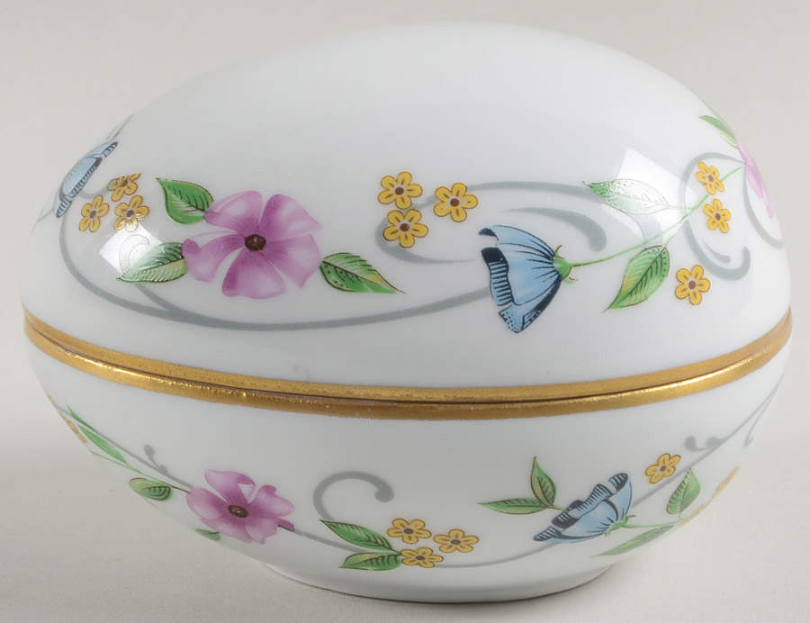 Chamart Exclusives Limoges Box Blue Floral Egg Box - Boxed by Chamart Exclusives-1