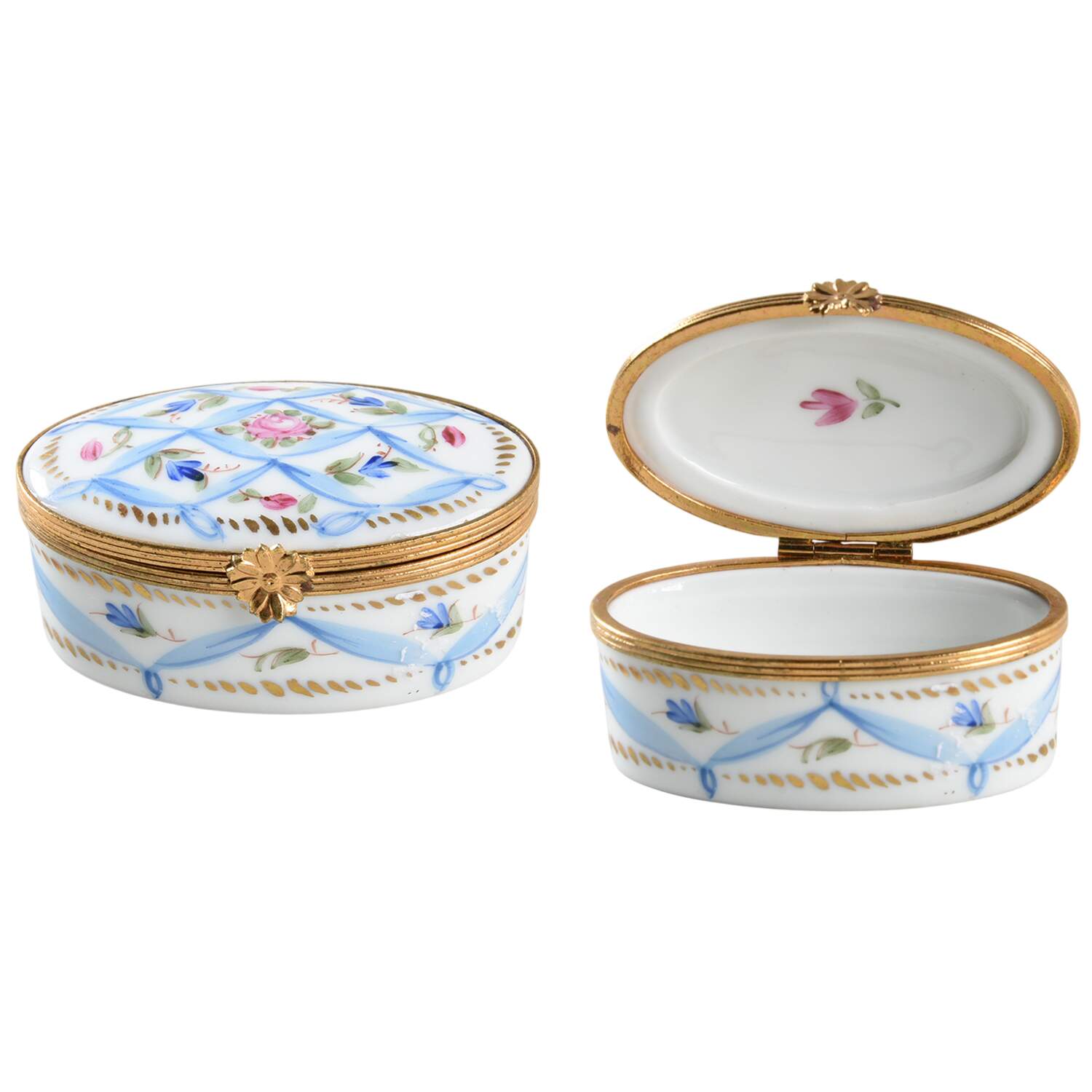 Chamart Exclusives Limoges Box Blue Ribbon Oval Box - No Box by Chamart Exclusives-1
