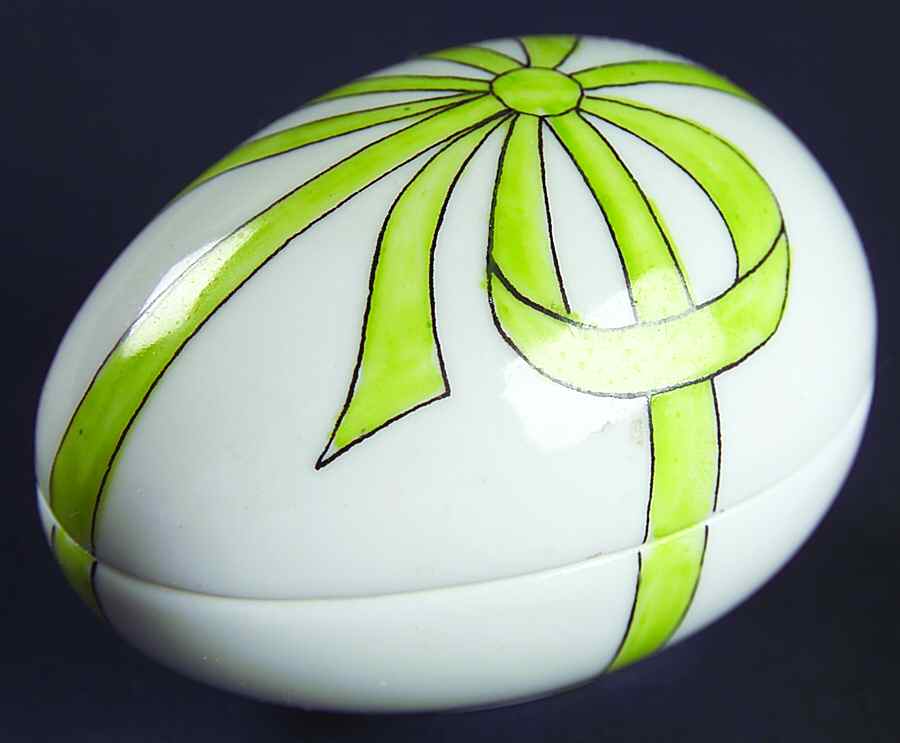 Chamart Exclusives Limoges Box Green Ribbon Egg Box - No Box by Chamart Exclusives-1