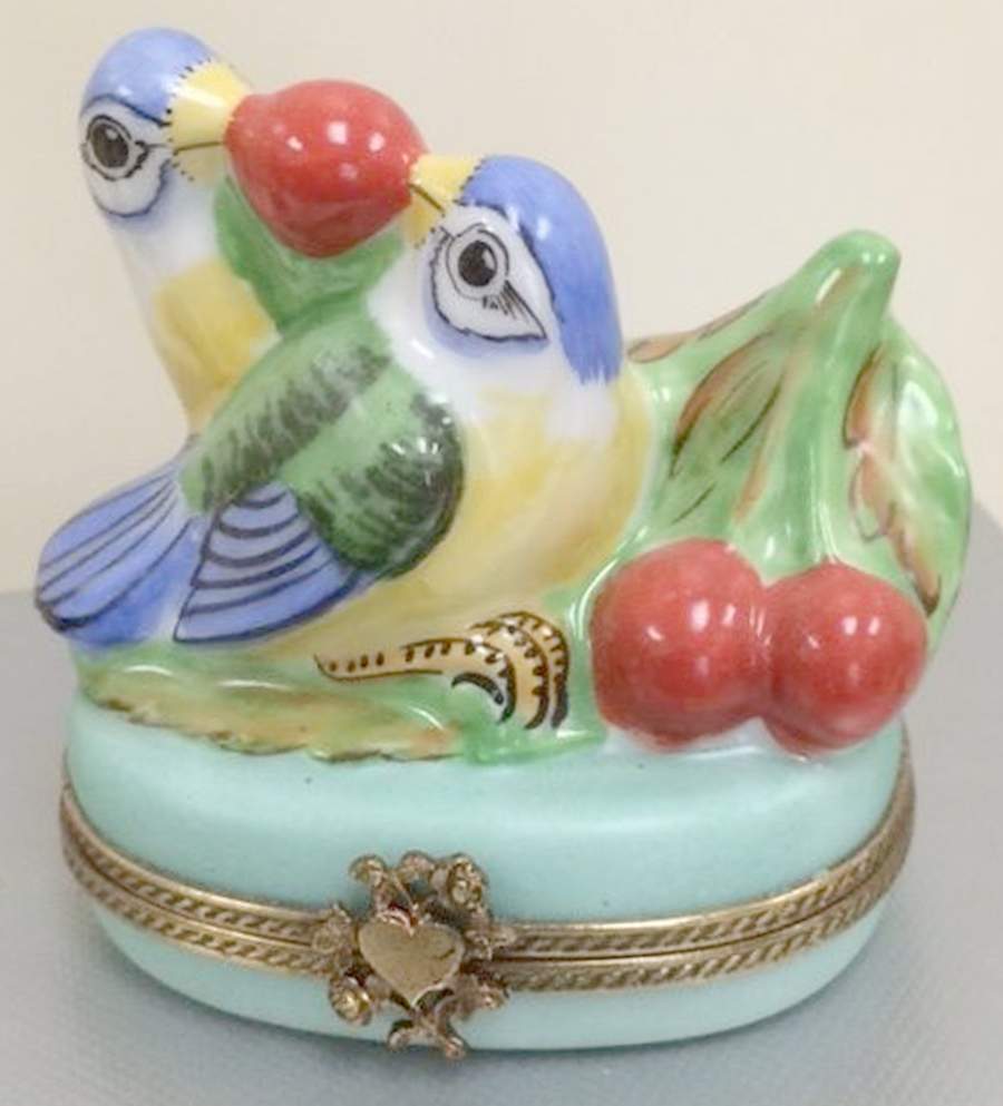 Chamart Exclusives Limoges Box 2 Birds W/Cherries - No Box by Chamart Exclusives-1