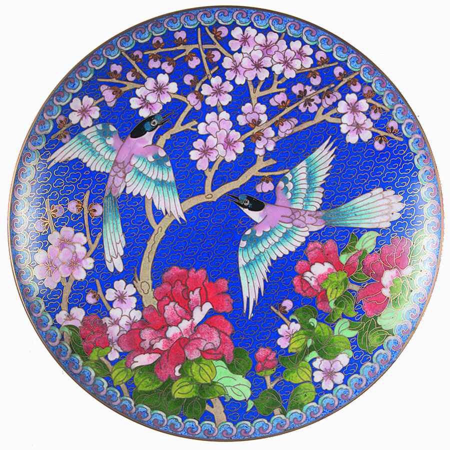 Winged Jewels-Chinese Birds & Flowers The Azure Winged Magpie - With Box by Ching-Tai-Lan-1