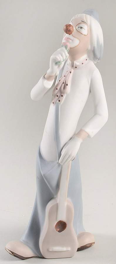 Casades Figurines Clown With Flower And Guitar-Matte - No Box by Casades Porcelain-1
