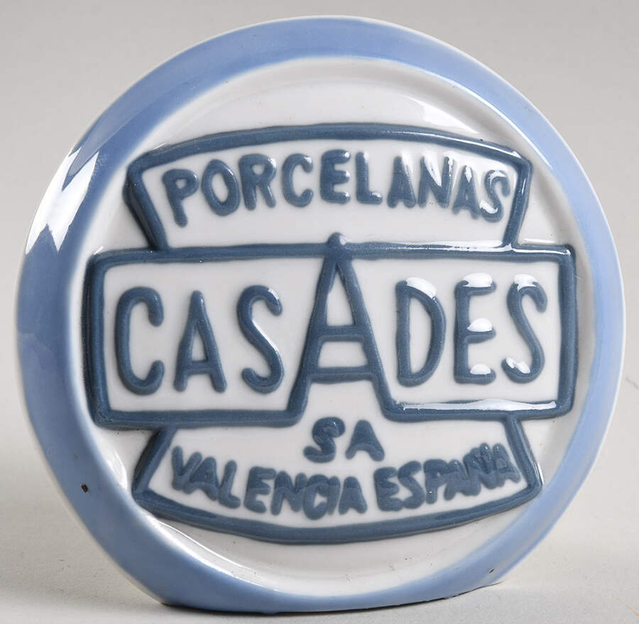 Advertising Signs Round With Blue/Gray Letters - Advertising Signs by Casades Porcelain-1