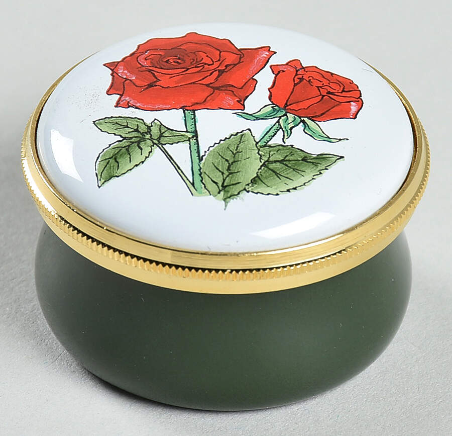 Crummles & Co Enamel Boxes 2 Red Roses - With Box by Crummles & Co-1