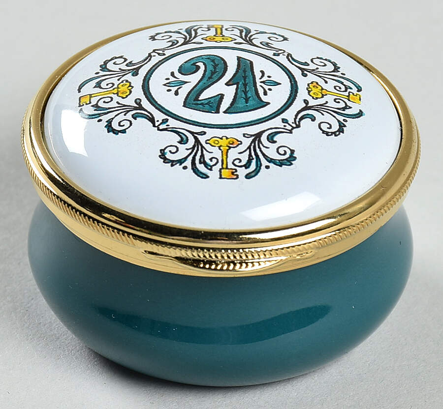 Crummles & Co Enamel Boxes 21-Blue Scrolls,Gold Keys - No Box by Crummles & Co-1