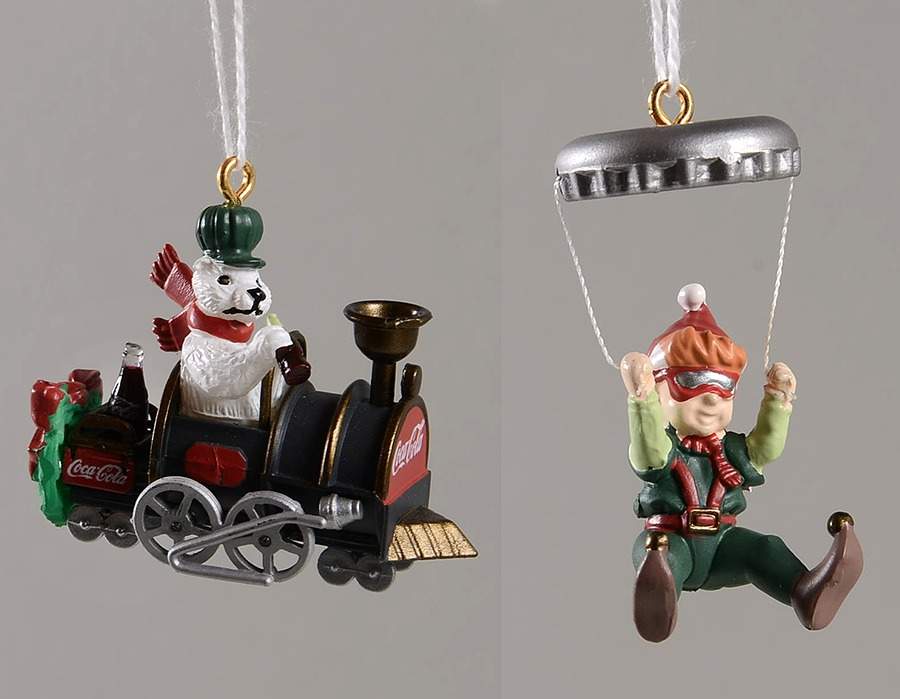 Coca-Cola Town Square Polar Bear In Train And Elf-Set Of 2 - Boxed by Coca-Cola-1