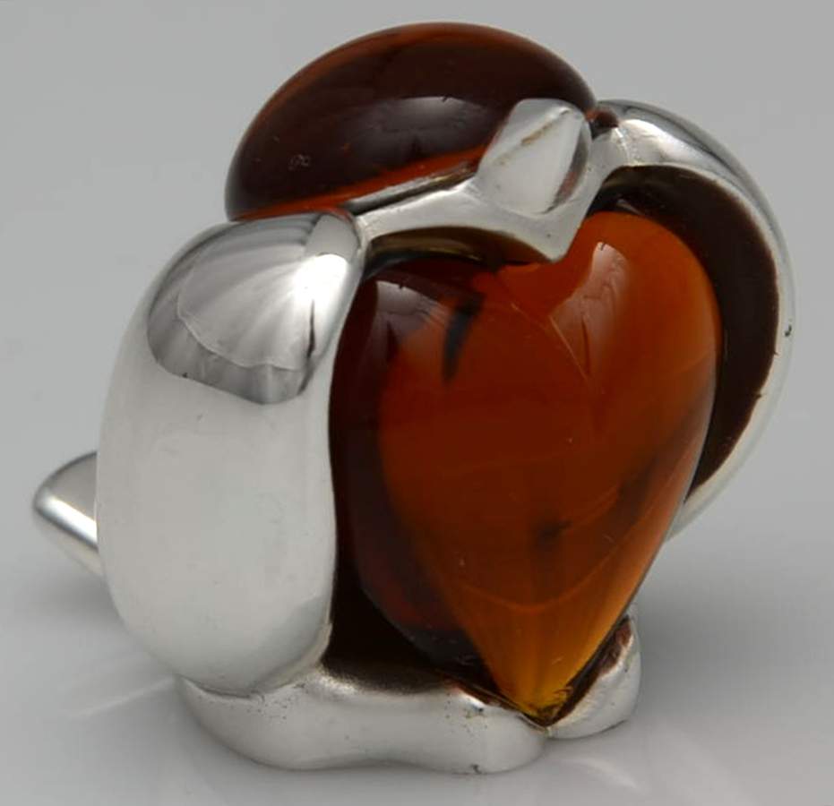 Silverplate & Glass Figurines Sparrow-Topaz-Sitting - Boxed by Christofle France-1