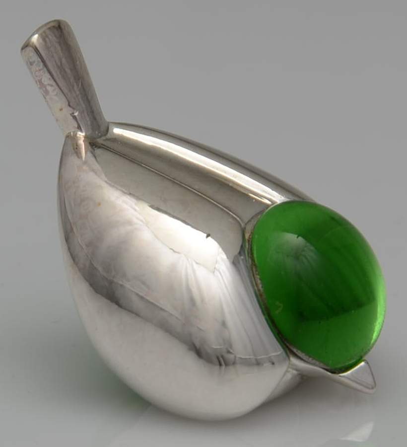 Silverplate & Glass Figurines Sparrow-Peridot - No Box by Christofle France-1
