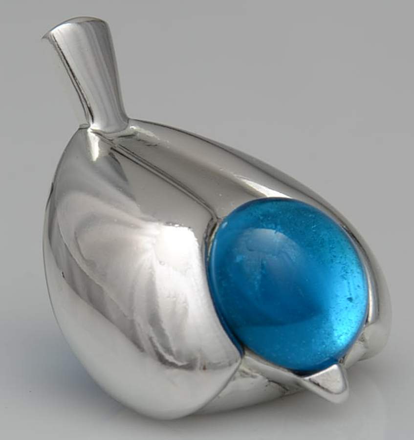 Silverplate & Glass Figurines Sparrow-Aquamarine - No Box by Christofle France-1