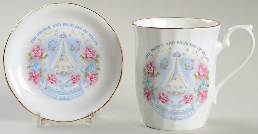 Royalty Giftware Prince William Birth Cup & Saucer Set - No Box by Crown Trent-1