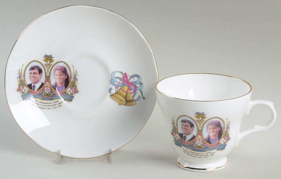Royalty Giftware Andrew & Sarah Marriage Cup & Saucer Set - No Box by Crown Trent-1