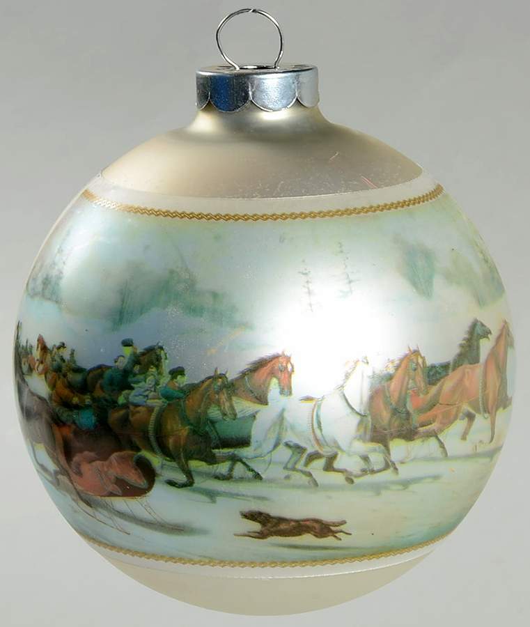 Currier & Ives Trotting Cracks,On The Snow - Boxed by Corning Corelle-1