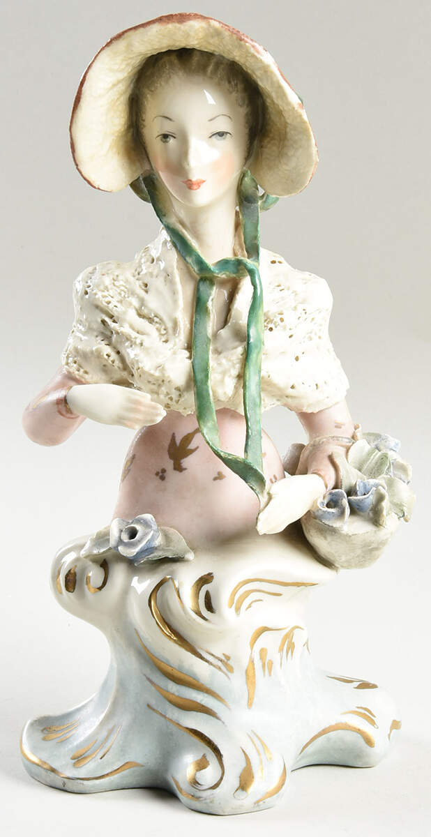 Cordey Figuines Woman-Basket Of Flowers - No Box by Cordey China-1