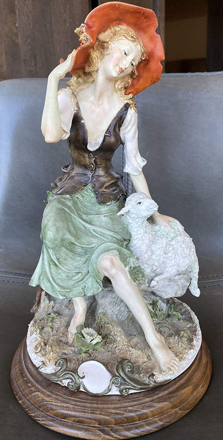 A.G. Capodimonte Figurines Shepherd Girl W/Sheep - No Box by Capodimonte-1
