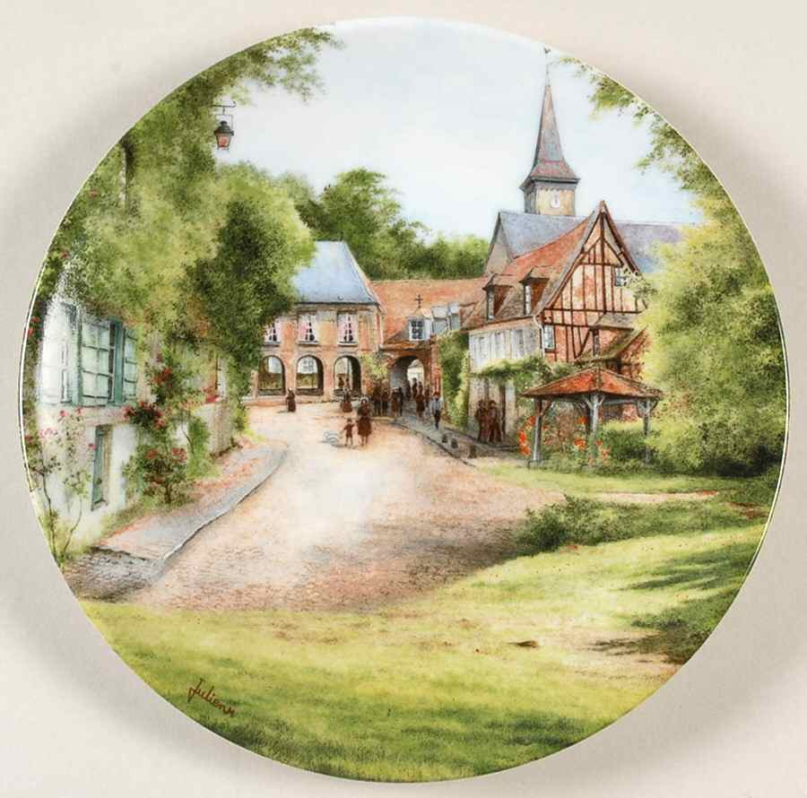 French Country Landscapes Sunday In A Village - Boxed by D'Arceau Limoges-1