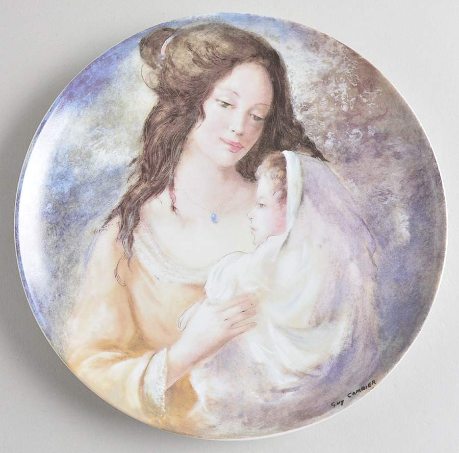 Cambier Mothers Day Plate Marianne & Therese - Boxed by D'Arceau Limoges-1