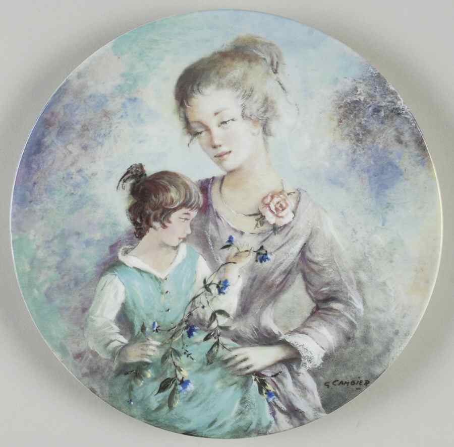 Cambier Mothers Day Plate Marie & Jacqueline - Boxed by D'Arceau Limoges-1