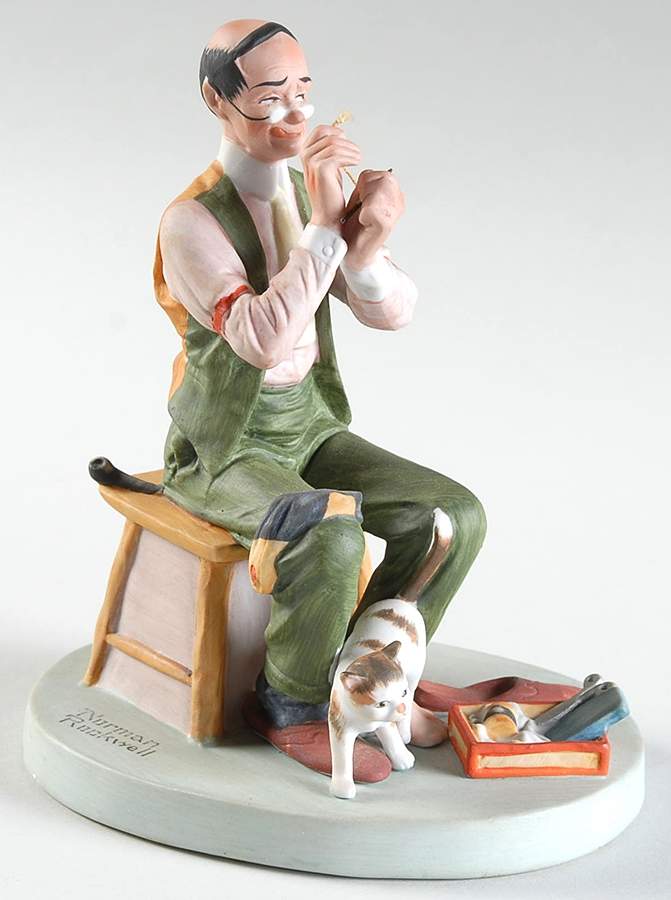 Norman Rockwell Figurines Man Threading A Needle - Boxed by Danbury Mint-1