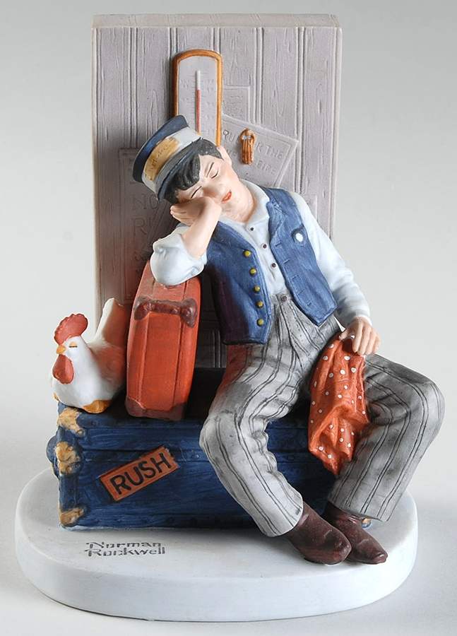 Norman Rockwell Figurines Asleep On The Job - Boxed by Danbury Mint-1