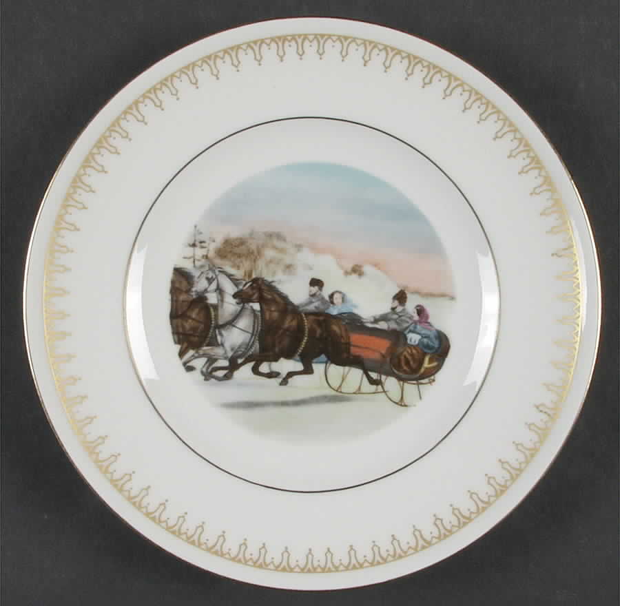 Currier & Ives The Sleigh Race - No Box by Danbury Mint-1
