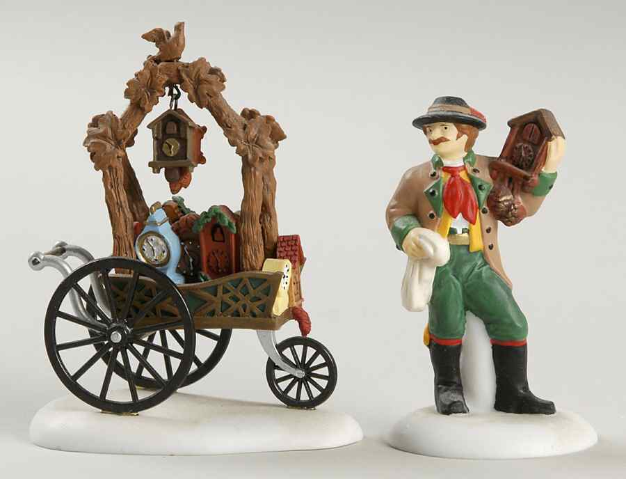 Alpine Village Cuckoo Clock Vendor & Cart - With Box 53 by Department 56-1