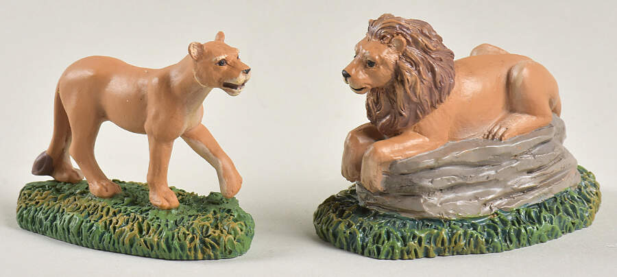 Dickens Village Zoological Garden's Lions-Set Of 2 - With Box Bx839 by Department 56-1