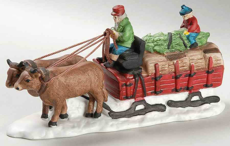 Dickens Village Ox Sled-Blue Pants-Snow Not Attached - No Box by Department 56-1