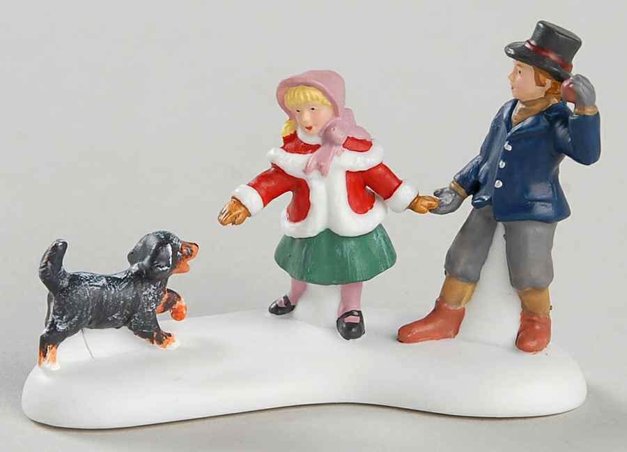 Dickens Village Playing With A Puppy - Boxed by Department 56-1