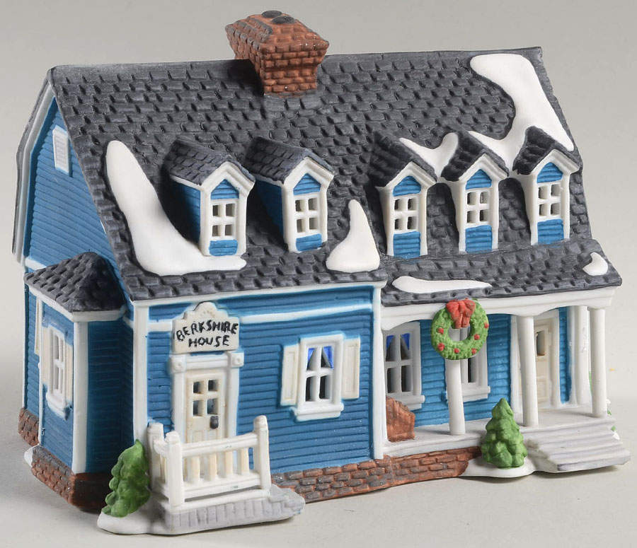 New England Village Berkshire House-Blue Pale Yellow Shutter - Boxed by Department 56-1
