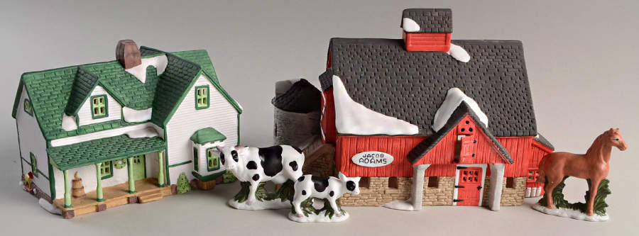 New England Village Jacob Adams Farmhouse & Barn Set Of 5 - Boxed by Department 56-1