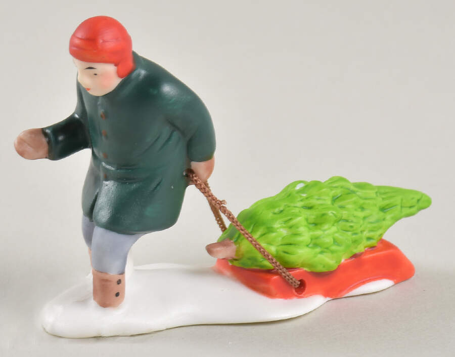 New England Village Man Pulling Tree - No Box by Department 56-1