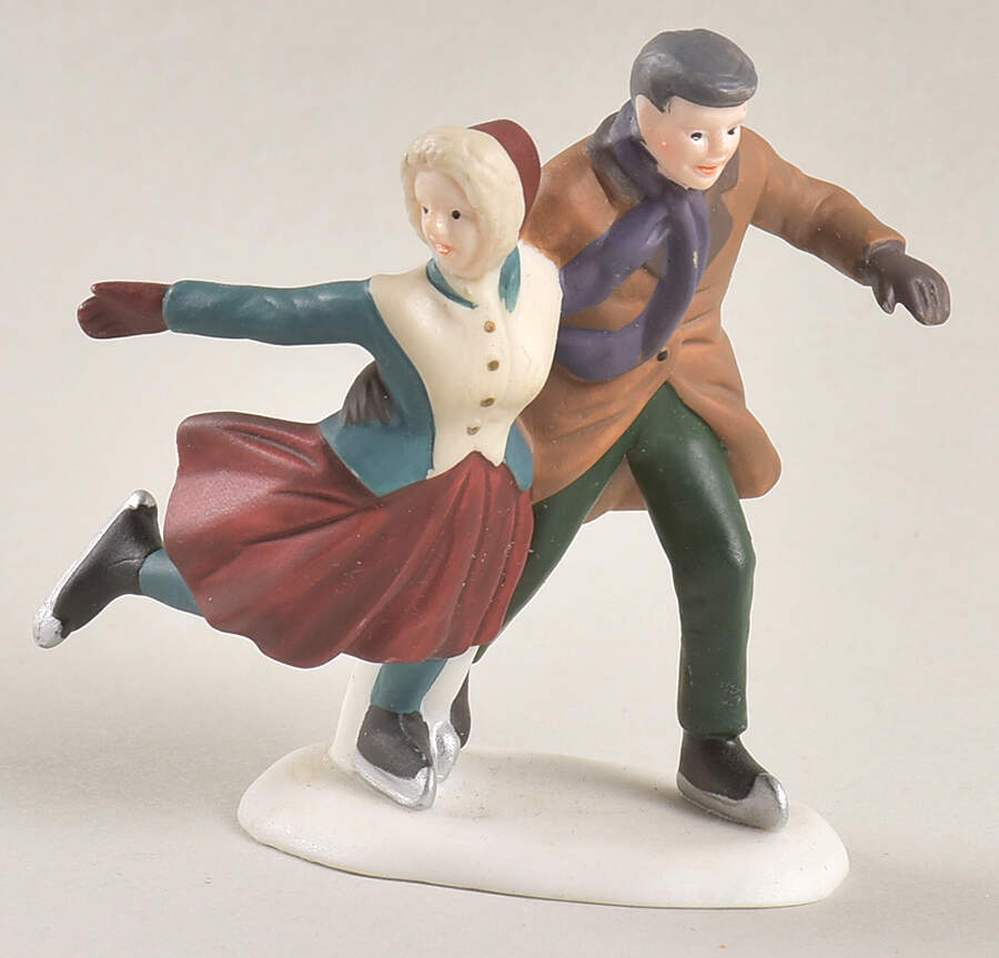 New England Village Couple Skating Only - No Box 40a by Department 56-1