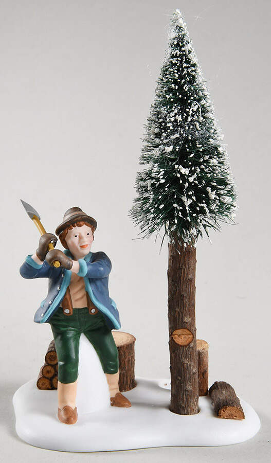 New England Village Lumberjack Cutting Tree - No Box 81a by Department 56-1