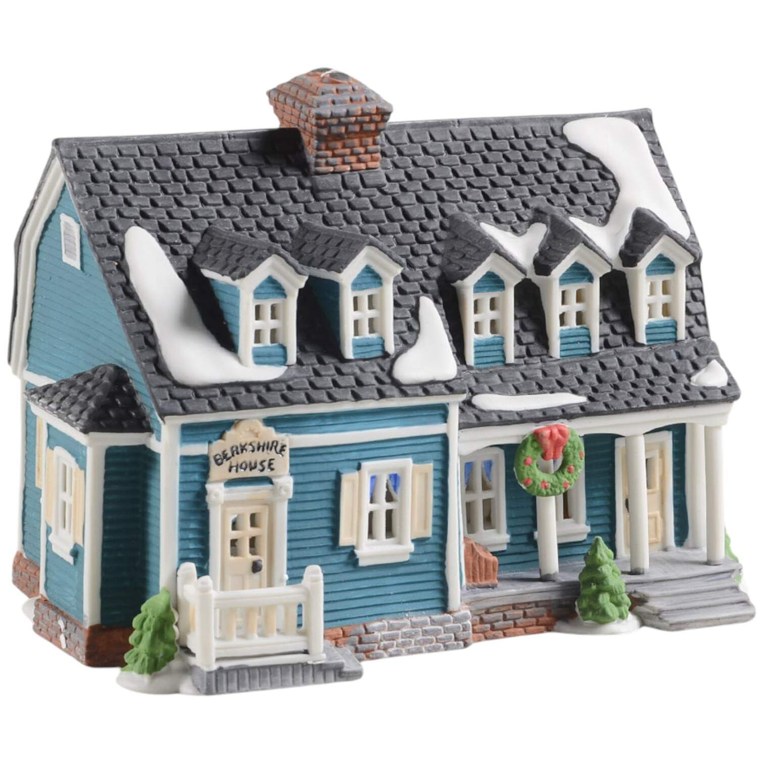 New England Village Berkshire House-Teal-Yellow Shutters - Boxed by Department 56-1
