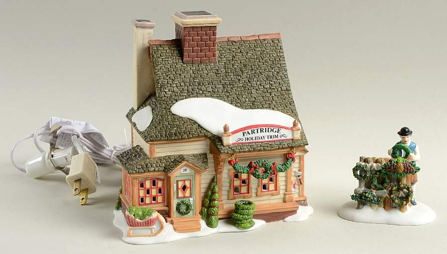 New England Village Partridge Wreath Shop - Boxed by Department 56-1