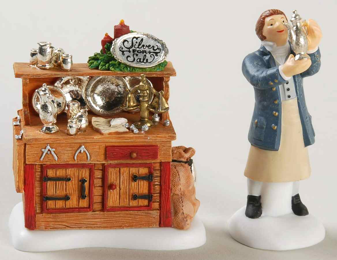 New England Village Silver For Sale-Set Of 2 - Boxed by Department 56-1
