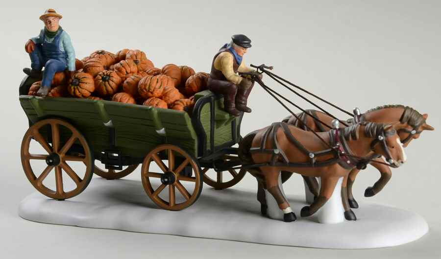 New England Village Harvest Pumpkin Wagon - No Box by Department 56-1
