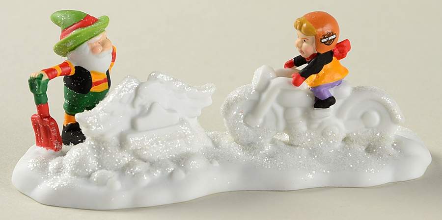 North Pole Village Snowbike Like A Harley Bike - Boxed by Department 56-1
