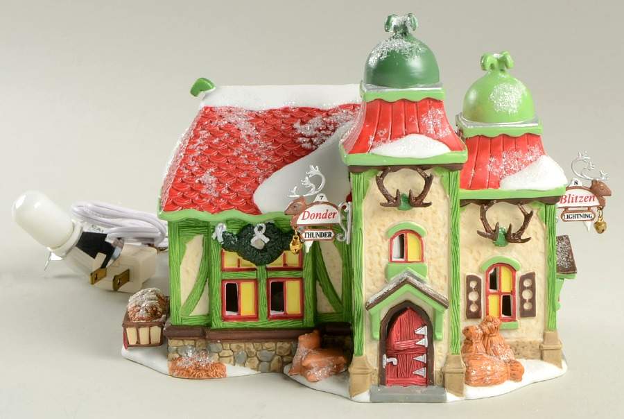 North Pole Village Reindeer Stables-Donder Blitzen - 409 With Box by Department 56-1