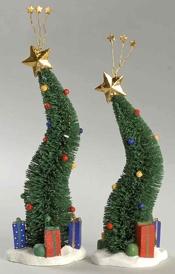 General Village Tree Accessories Green Glitter Sisal Trees - Boxed by Department 56-1