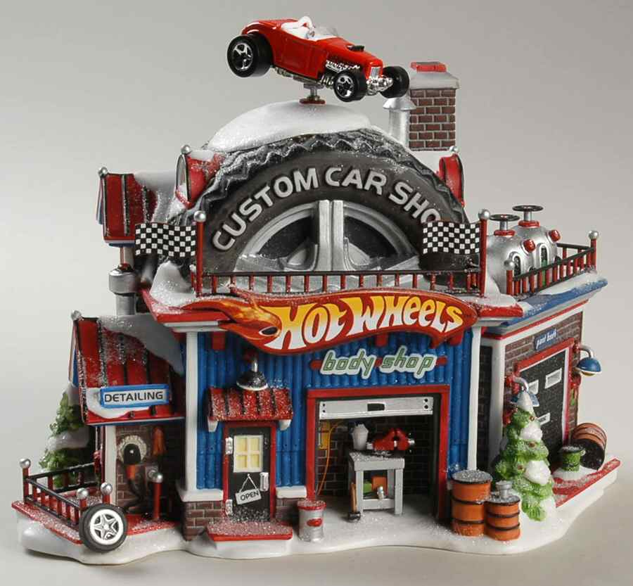 North Pole Village Hot Wheel's Custom Car Shop - No Box by Department 56-1