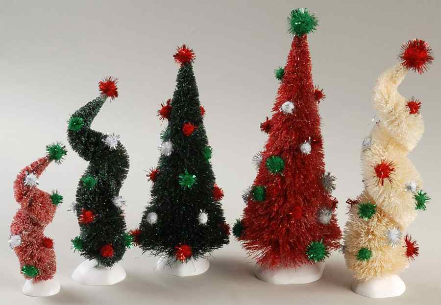 North Pole Village Tinsel Ball Trees - Boxed by Department 56-1