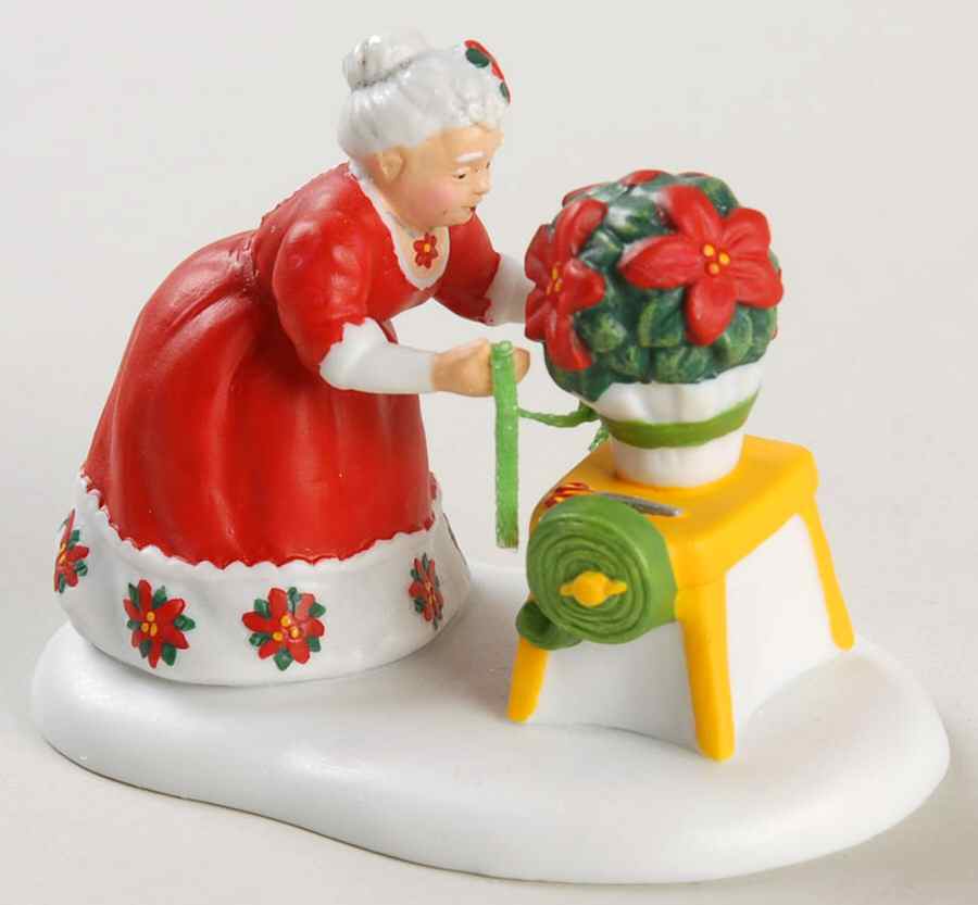 North Pole Village Mrs Claus' Perfect Poinsettias - Bx361 With Box by Department 56-1