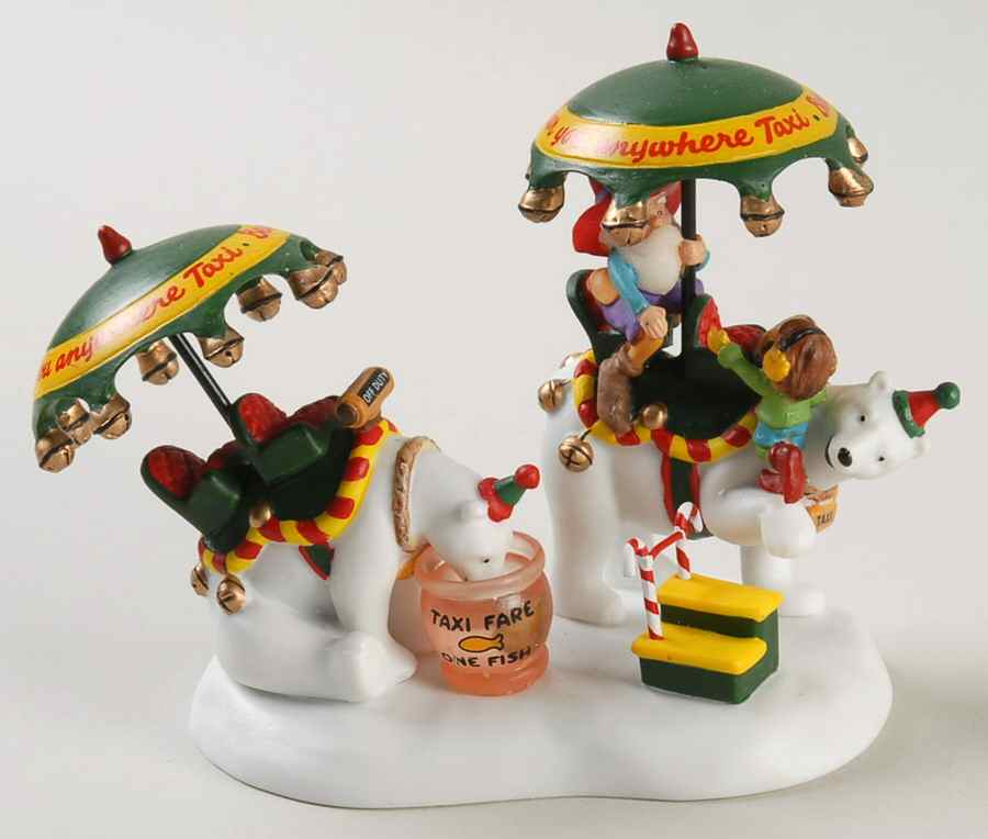 North Pole Village Polar Bear Taxi Service - With Box Bx357 by Department 56-1