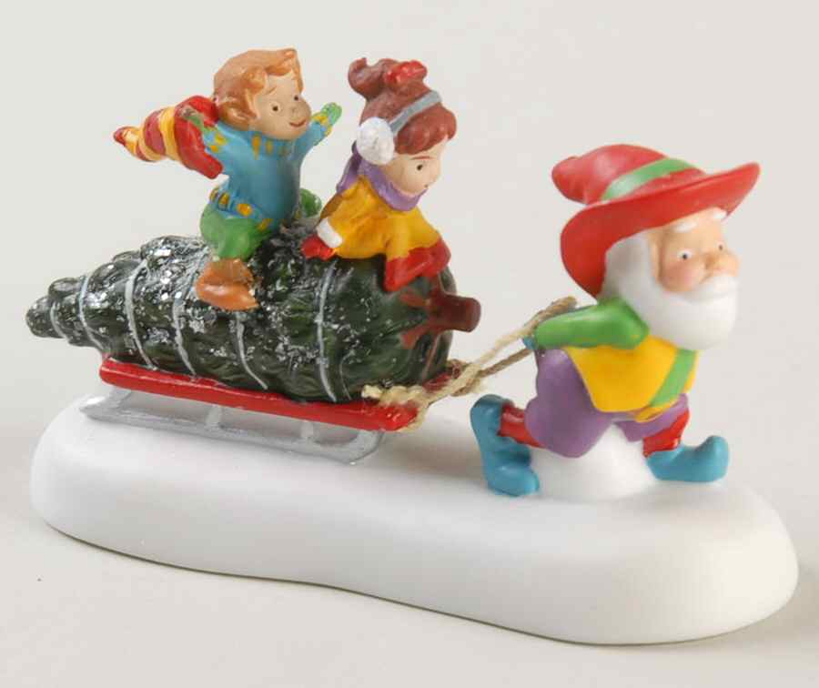 North Pole Village Bringing Home The Tree - With Box by Department 56-1
