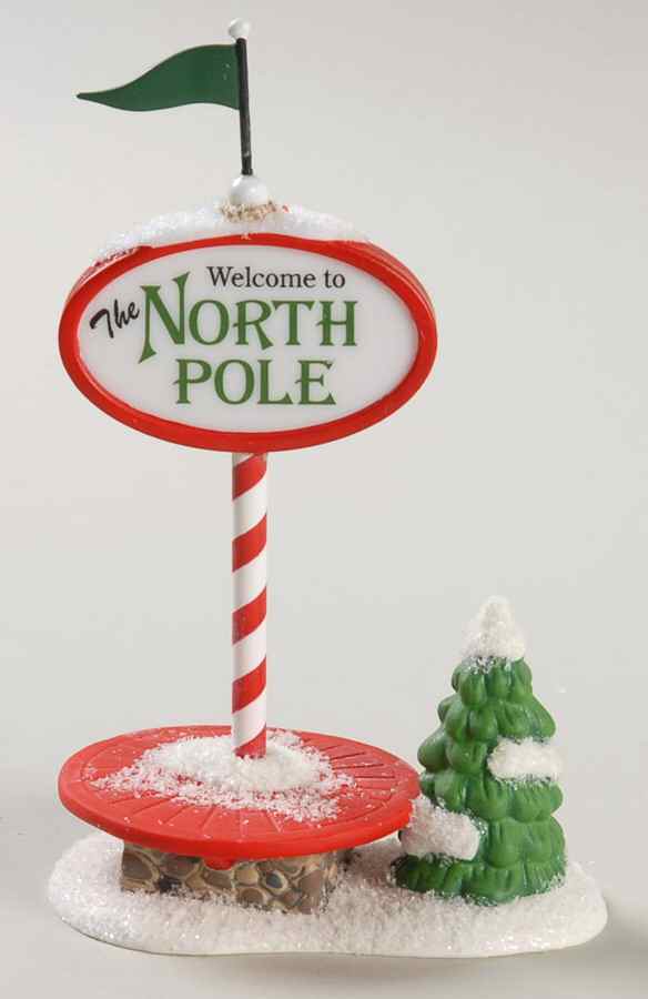 North Pole Village Welcome To The North Pole Sign - With Box 258 by Department 56-1