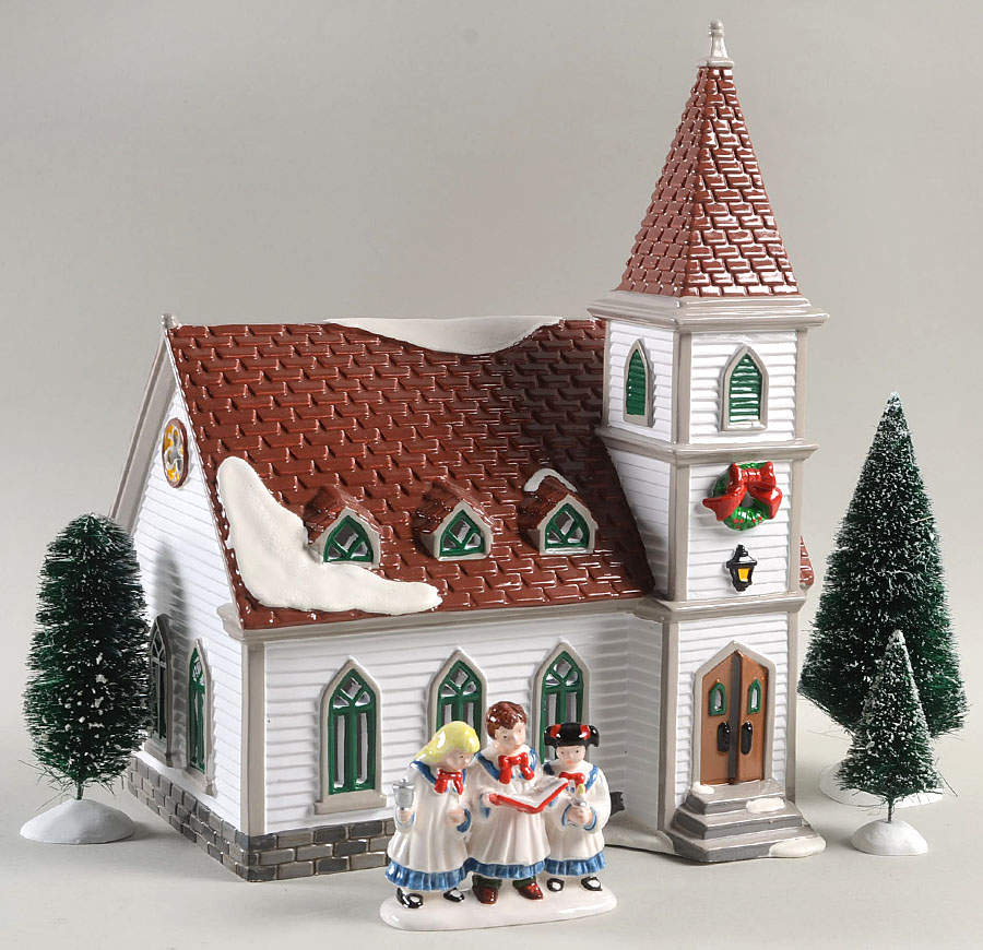 Snow Village Shady Oak Church-Starter Set Of 6 - No Box by Department 56-1